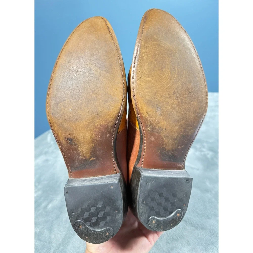 Durango Boots Mens 8.5 D Brown Ostrich Print Leather Ankle Zip Western